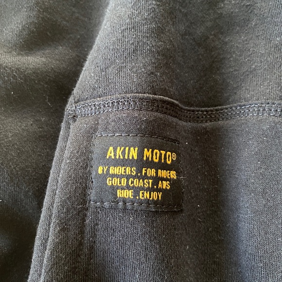 AKIN MOTO MOTORCYCLE HOODIE XL BLACK MENS KEVLAR ARMOR PROTECTIVE GEAR - Picture 6 of 8